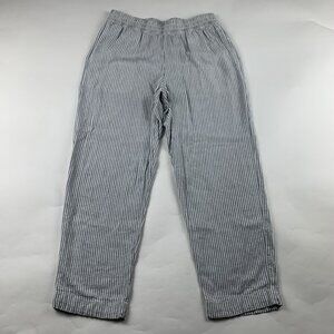 Old Navy Light Gray Striped Linen Blend High Rise Straight Leg Lounge Pant M